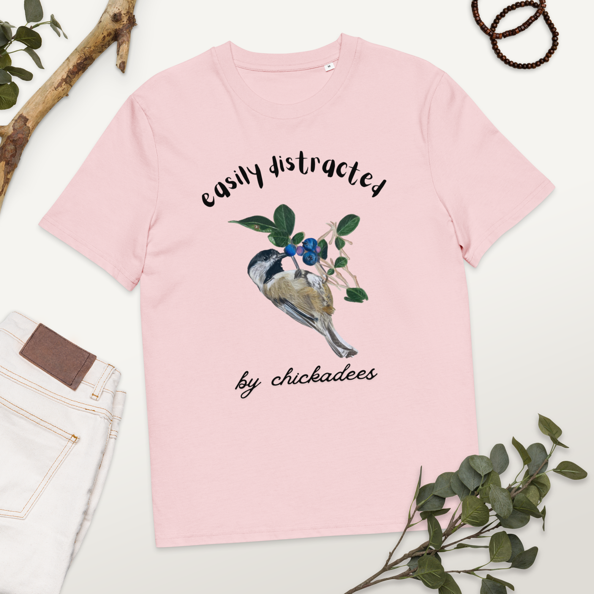 Easily Distracted by Chickadee Charm Organic Graphic Tee